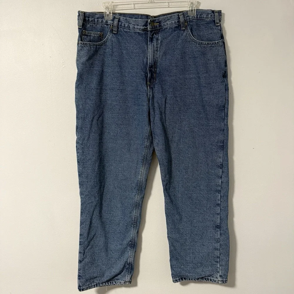 FULL BLUE Men's Flannel-Lined Jeans Medium Wash Straight Leg 100% Cotton 42 x 30